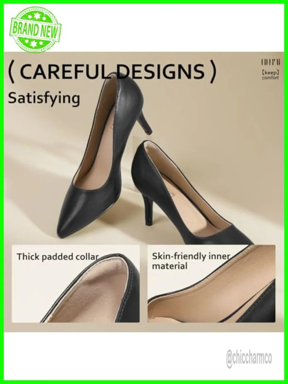 Closed Toe Stiletto Heels Pumps 3 Inch High Heels Pointed Toe Dress Shoes
